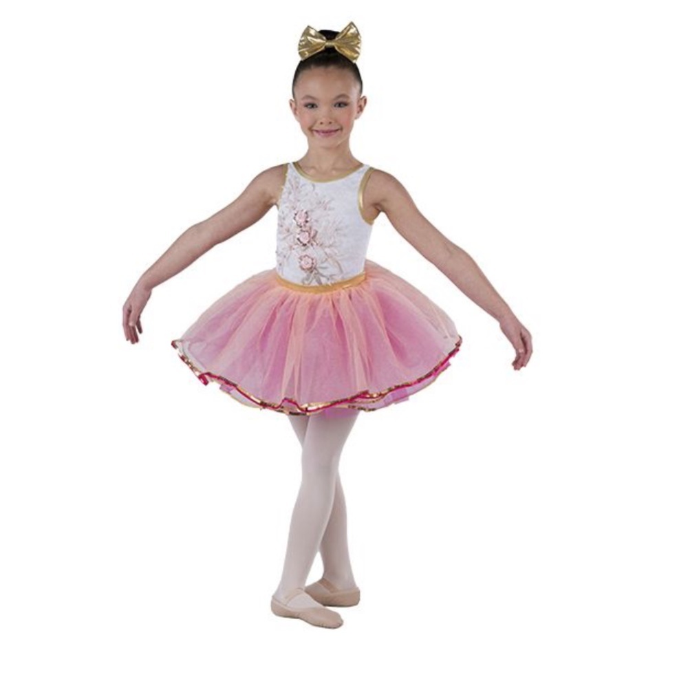 Laylas Dance CAROUSEL WALTZ Pink and Gold Kids Ballet Dance Costume Dress